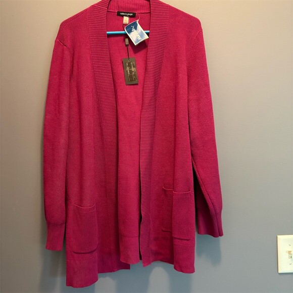 Cable & Gauge Sweaters - Cable & Gauge Cardigan Sweater Womens 2XL Purple Open Front Pockets NWT